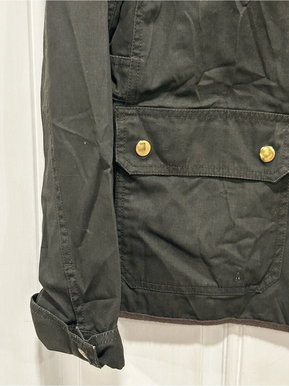 J.Crew Women's Downtown Field Jacket Military Green Utility Gold Hardware Sz M - Picture 3 of 9